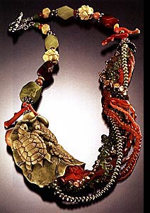 Amy Kahn Russell carved serpentine jade turtle necklace