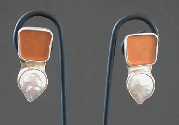Sonja Grondstra: Beach Glass & Freshwater Pearl Earrings | Rendezvous Gallery