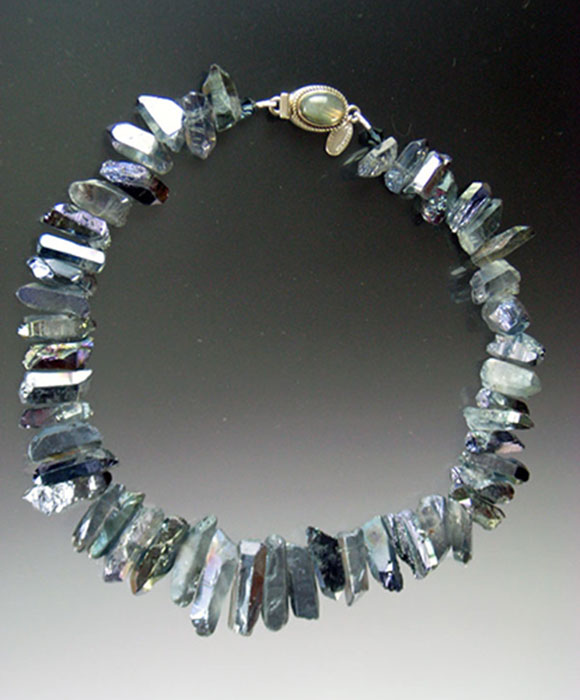 Bess Heitner: Bess Heitner: Irridescent Quartz Necklace (dark blue) | Rendezvous Gallery