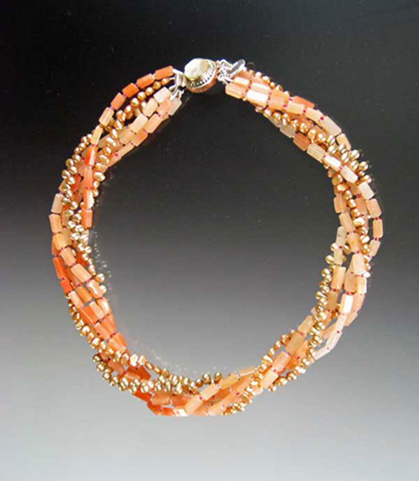 Bess Heitner: Orange Aventurine Torsade Necklace | Rendezvous Gallery