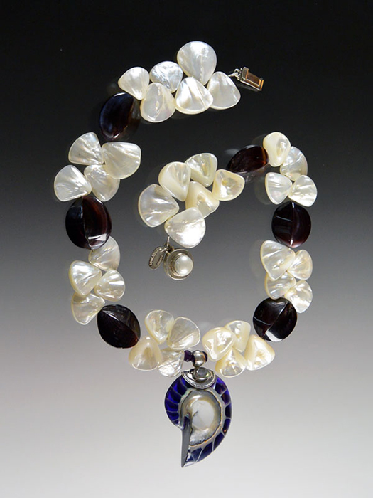 Bess Heitner: Bess Heitner: Mother of Pearl, Oyster Shell & Nautilus Shell Necklace | Rendezvous Gallery