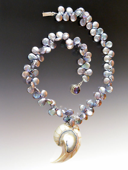 Bess Heitner: Freshwater Pearl & Nautilus Shell Necklace | Rendezvous Gallery