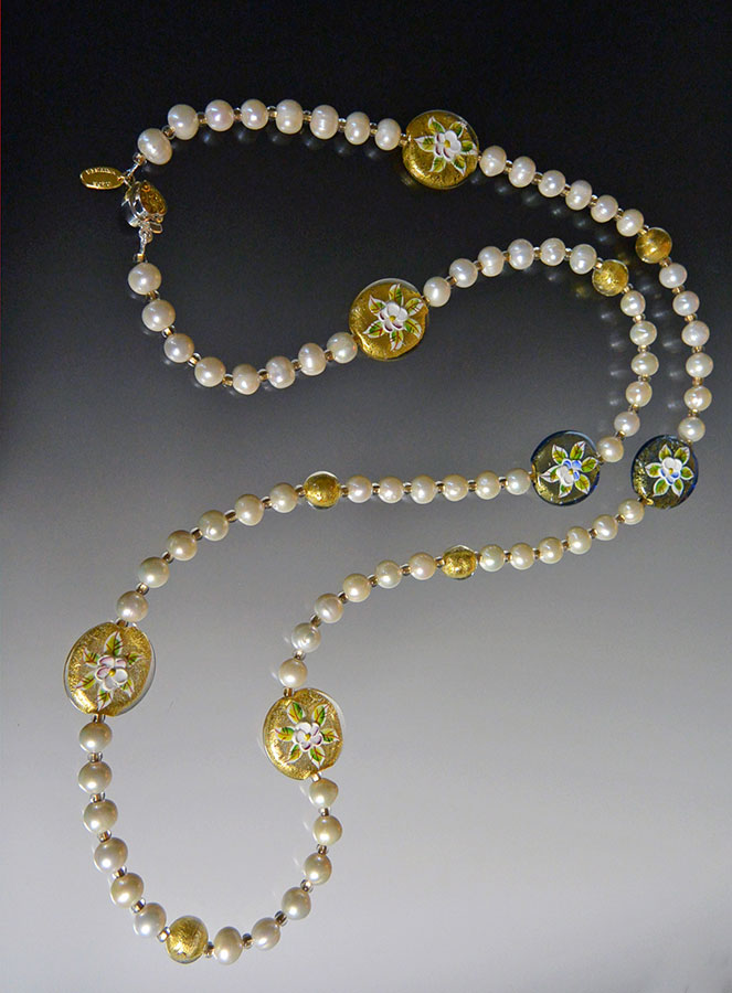 Bess Heitner: AAA Freshwater Pearl & Murano Glass Necklace | Rendezvous Gallery