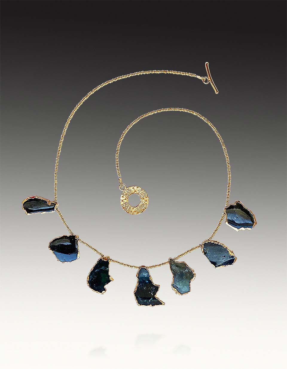 Bess Heitner: Gold-Trimmed Tourmaline Slice Necklace | Rendezvous Gallery