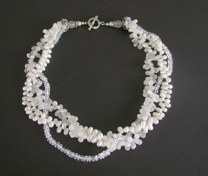 Amy Kahn Russell: Freshwater Pearl, Mother of Pearl & Crystal Necklace | Rendezvous Gallery