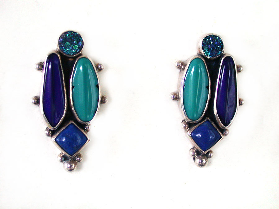 Amy Kahn Russell Online Trunk Show: Lapis Lazuli, Drusy and Czech Glass Clip Earrings | Rendezvous Gallery