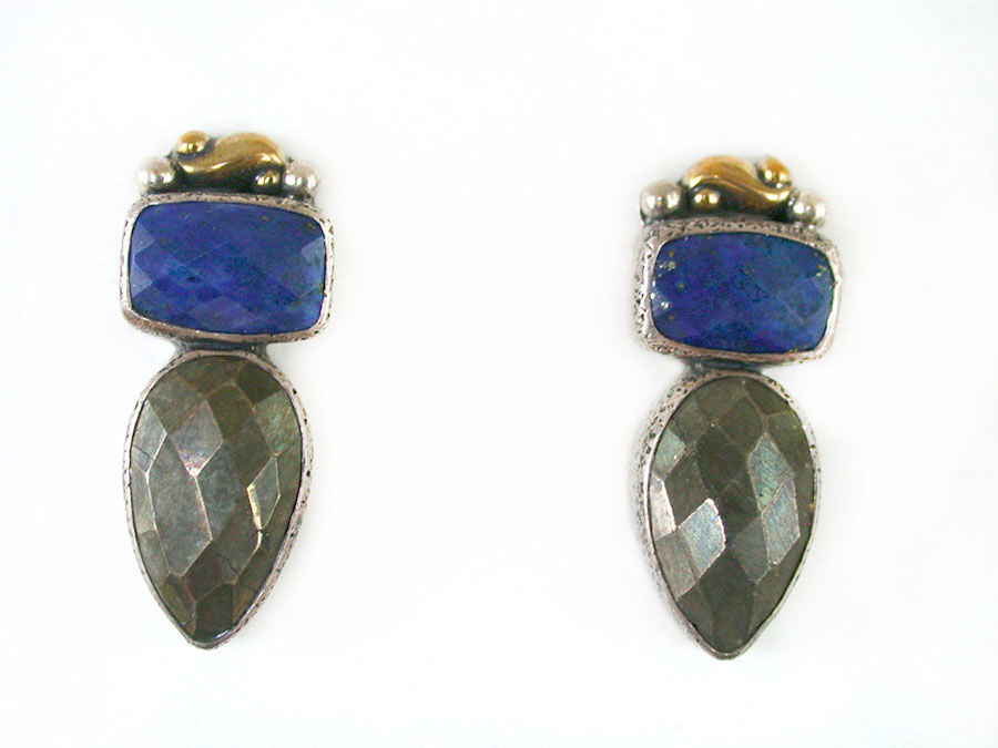 Amy Kahn Russell Online Trunk Show: Lapis Lazuli and Chalcopyrite Post Earrings | Rendezvous Gallery