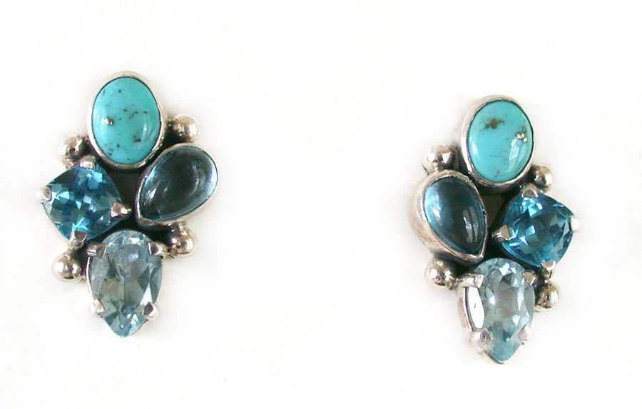 Amy Kahn Russell Online Trunk Show: Turquoise, Blue Topaz and Apatite Post Earrings | Rendezvous Gallery