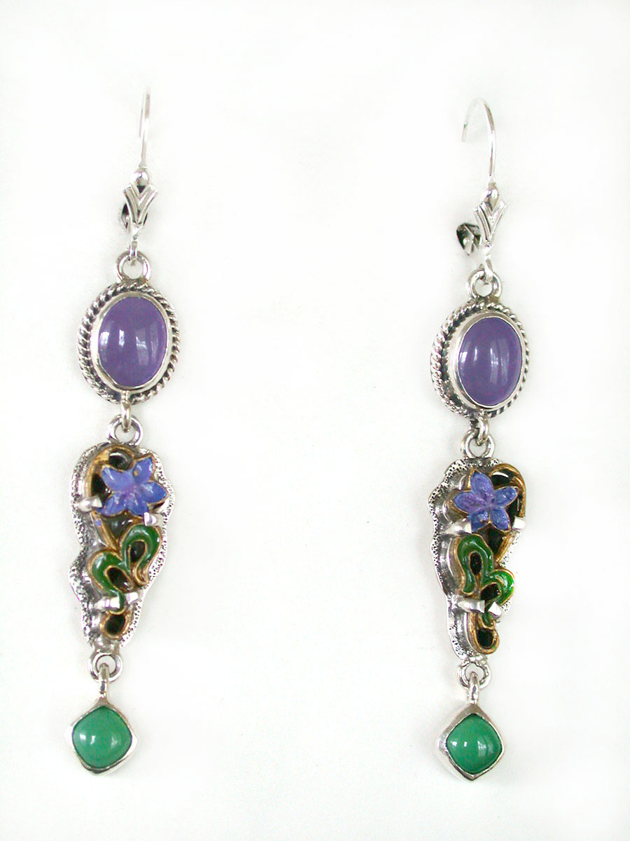 Amy Kahn Russell Online Trunk Show: Agate, Hand Painted Enamel and Chrysoprase Earrings | Rendezvous Gallery