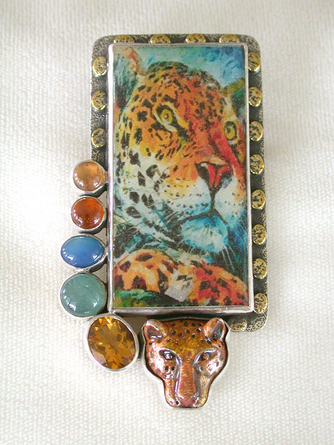 Amy Kahn Russell Online Trunk Show: Tile, Hand Painted Enamel and Gemstone Pin/Pendant | Rendezvous Gallery