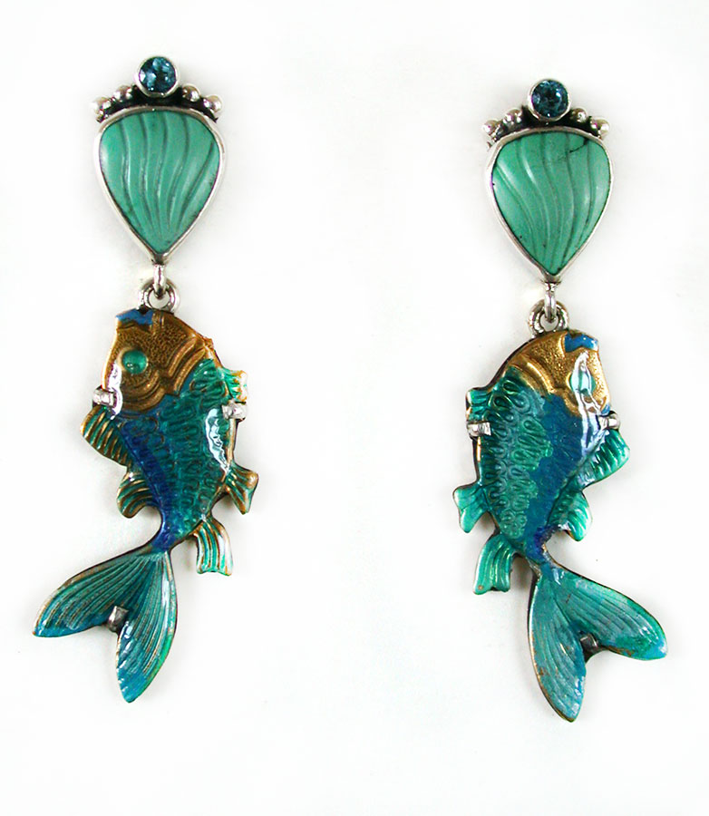 Amy Kahn Russell Online Trunk Show: Topaz and Hand Painted Enamel Post Earrings | Rendezvous Gallery