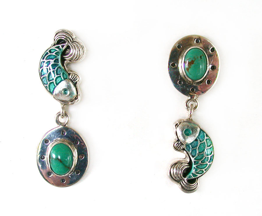 Amy Kahn Russell Online Trunk Show: Hand Painted Enamel and Turquoise Post Earrings | Rendezvous Gallery