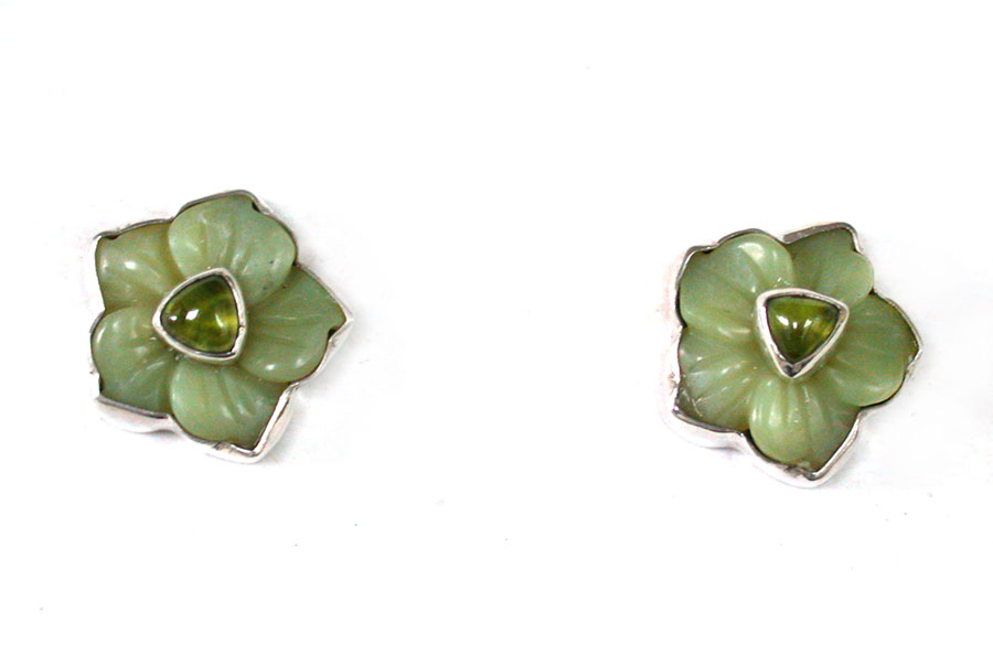 Amy Kahn Russell Online Trunk Show: Serpentine Jade and Peridot Post Earrings | Rendezvous Gallery