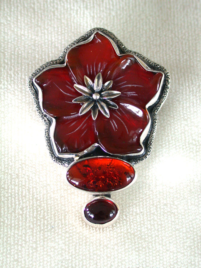 Amy Kahn Russell Online Trunk Show: Carnelian and Amber Pin/Pendant | Rendezvous Gallery