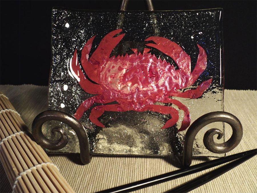 Charlton Glass: Crab Sushi Plate | Rendezvous Gallery