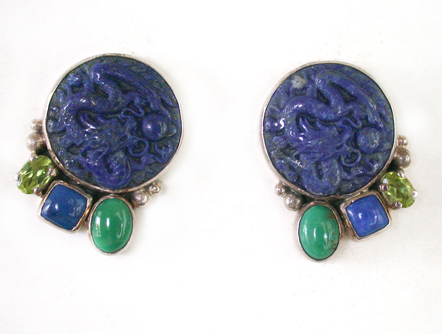 Amy Kahn Russell Online Trunk Show: Lapis Lazuli, Peridot, Turquoise Clip Earrings | Rendezvous Gallery