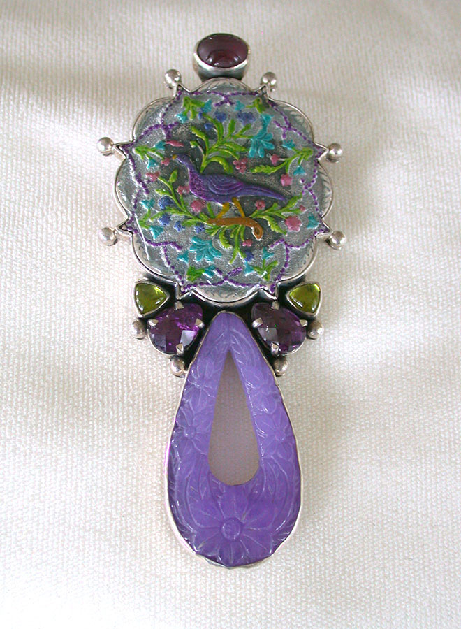 Amy Kahn Russell Online Trunk Show: Quartz, Hand Painted Enamel and Agate Pin/Pendant | Rendezvous Gallery