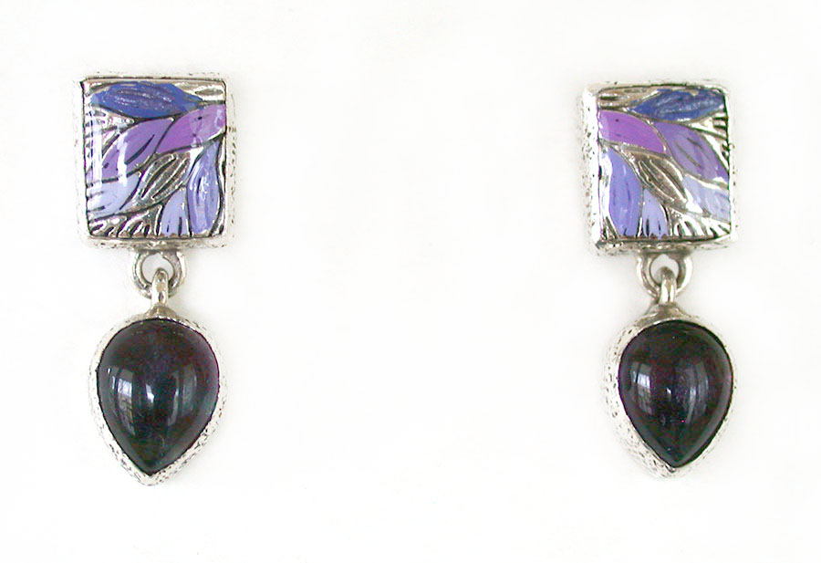 Amy Kahn Russell Online Trunk Show: Hand Painted Enamel and Amethyst Post Earrings | Rendezvous Gallery