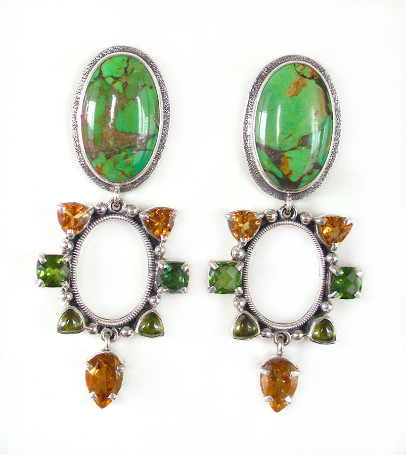 Amy Kahn Russell Online Trunk Show: Turquoise, Citrine, Peridot and Quartz Post Earrings | Rendezvous Gallery