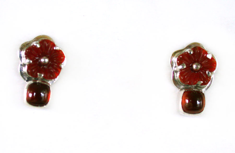 Amy Kahn Russell Online Trunk Show: Carved Glass and Carnelian Post Earrings | Rendezvous Gallery
