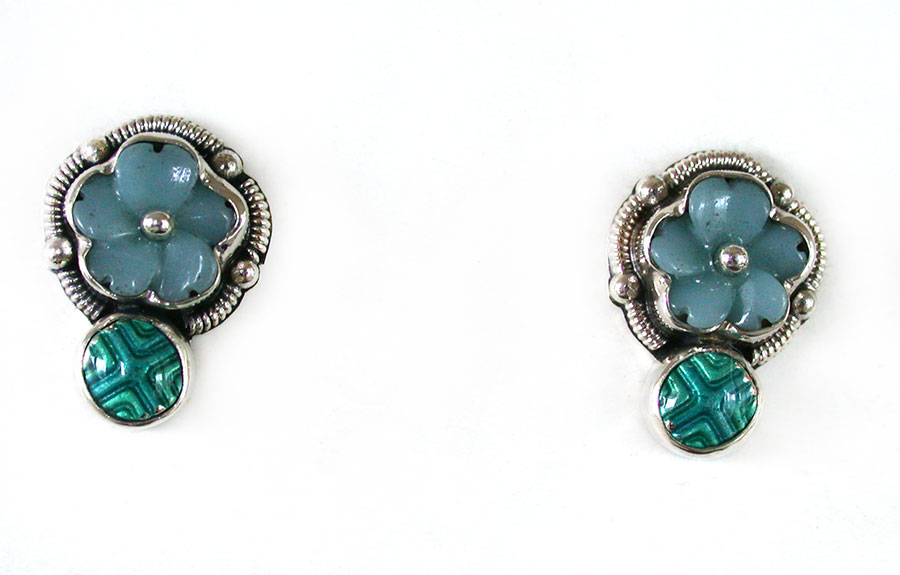 Amy Kahn Russell Online Trunk Show: Carved Agate and Hand Painted Enamel Post Earrings | Rendezvous Gallery